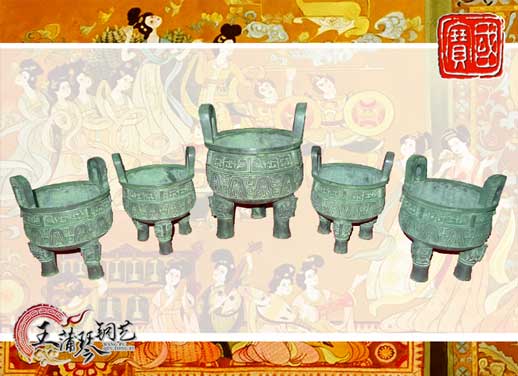 銅鼎，銅五鼎，中國鼎，佛像用鼎